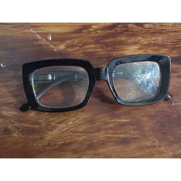 Unisex Reading Glasses +2.00 – Black– Square Frame - Picture 2 of 2